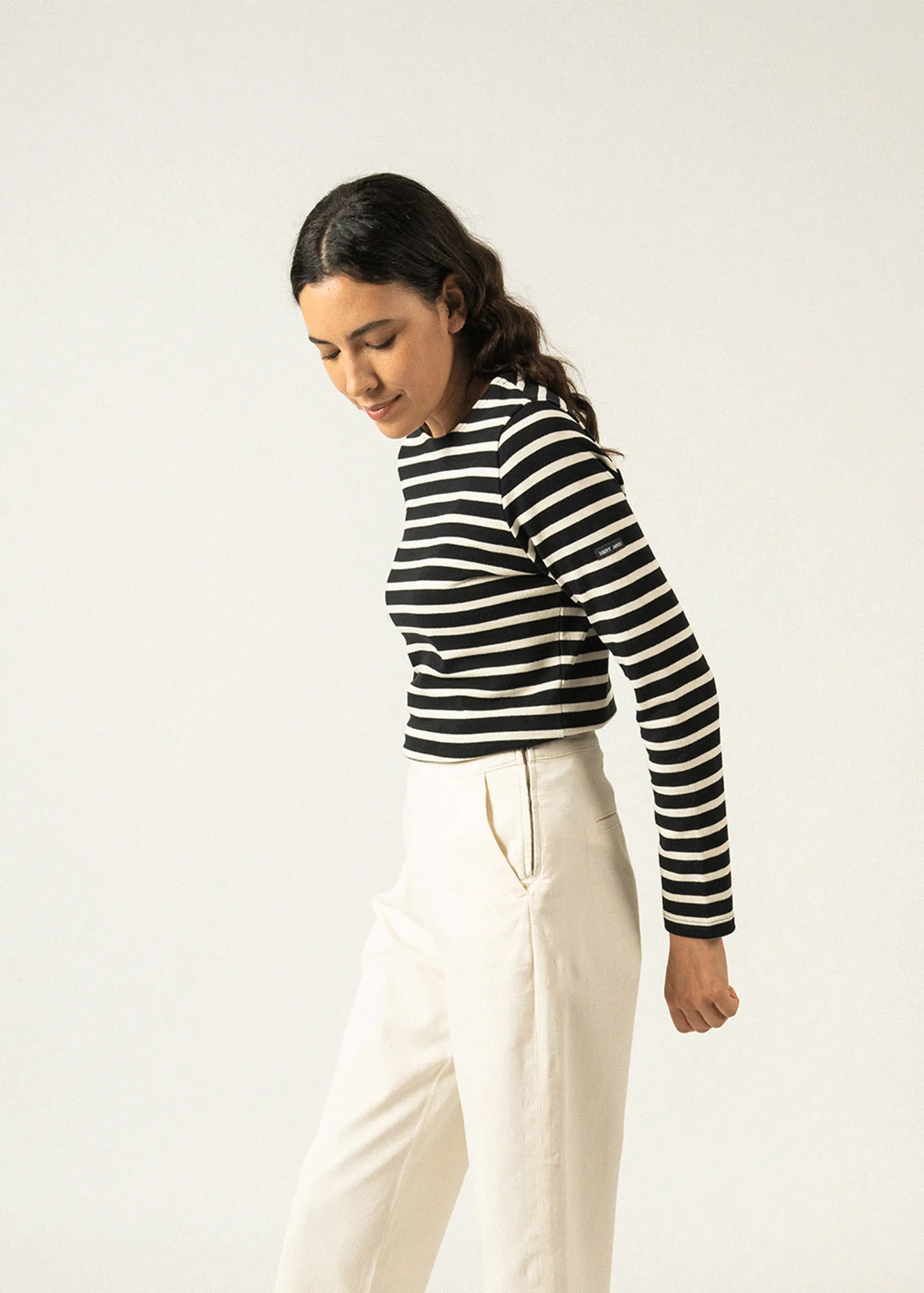 Meridame striped sailor shirt - regular fit, in thick cotton (NOIR/ECRU)