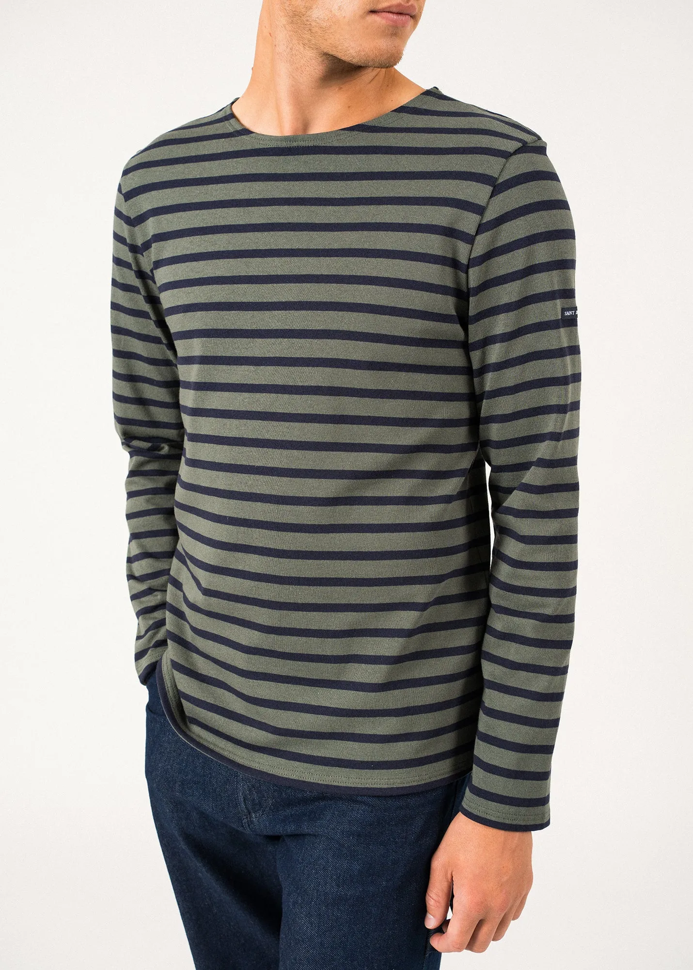 Meridien unisex striped sailor shirt - regular fit, in thick cotton (VEGETAL/NAVY)