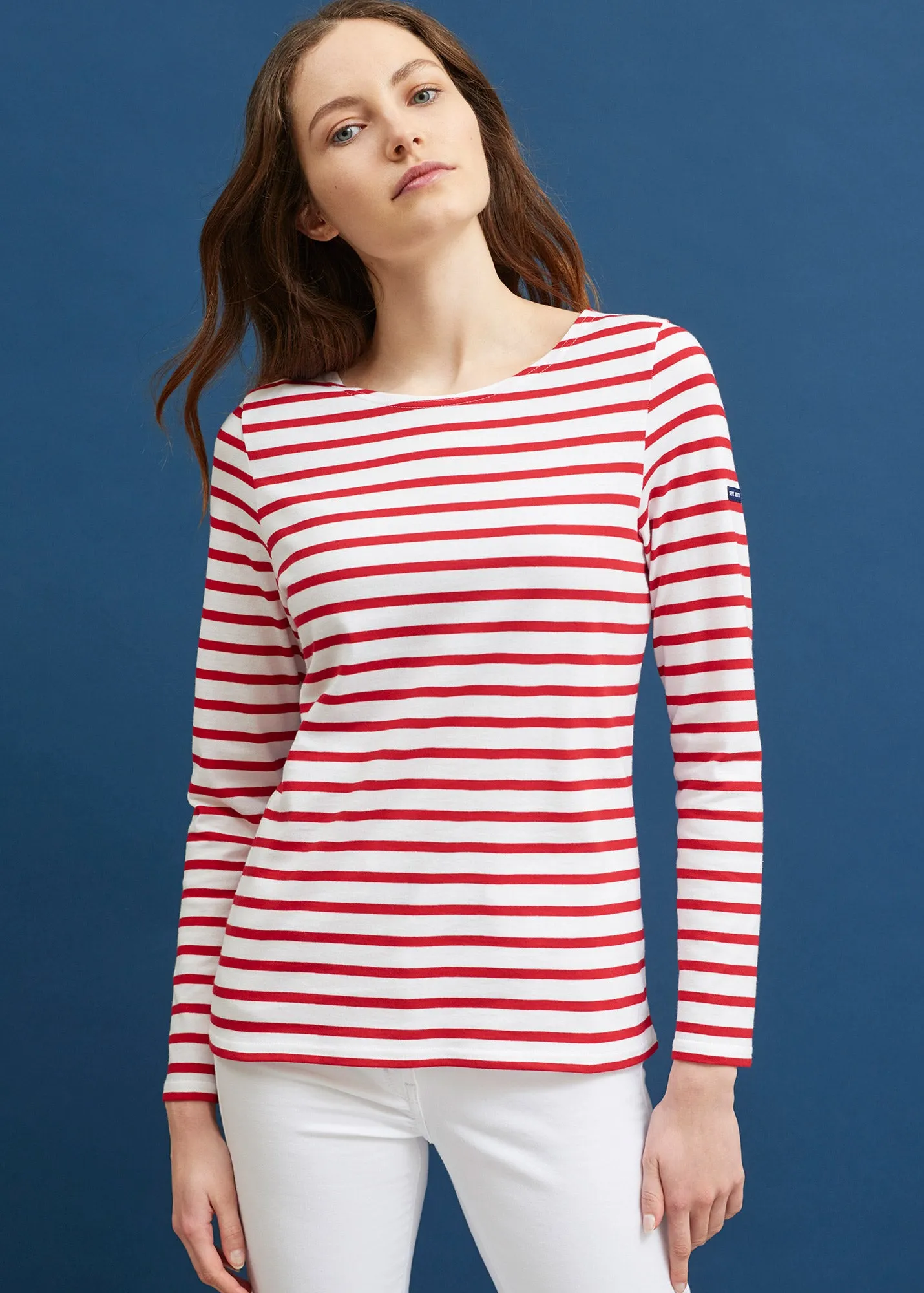 Minquidame striped sailor shirt - regular fit, in light cotton (NEIGE/TULIPE)