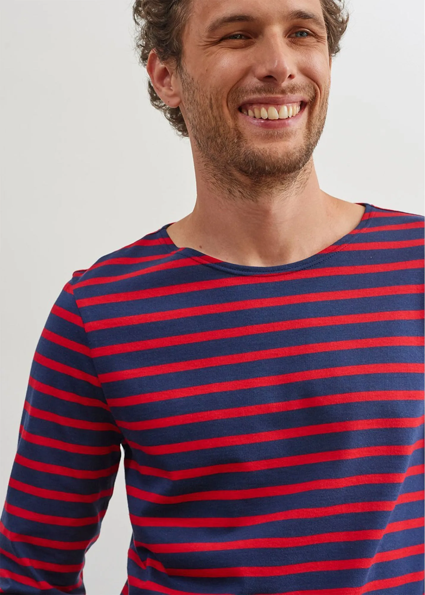 Minquiers unisex striped sailor shirt - regular fit, in light cotton (MARINE/TULIPE)