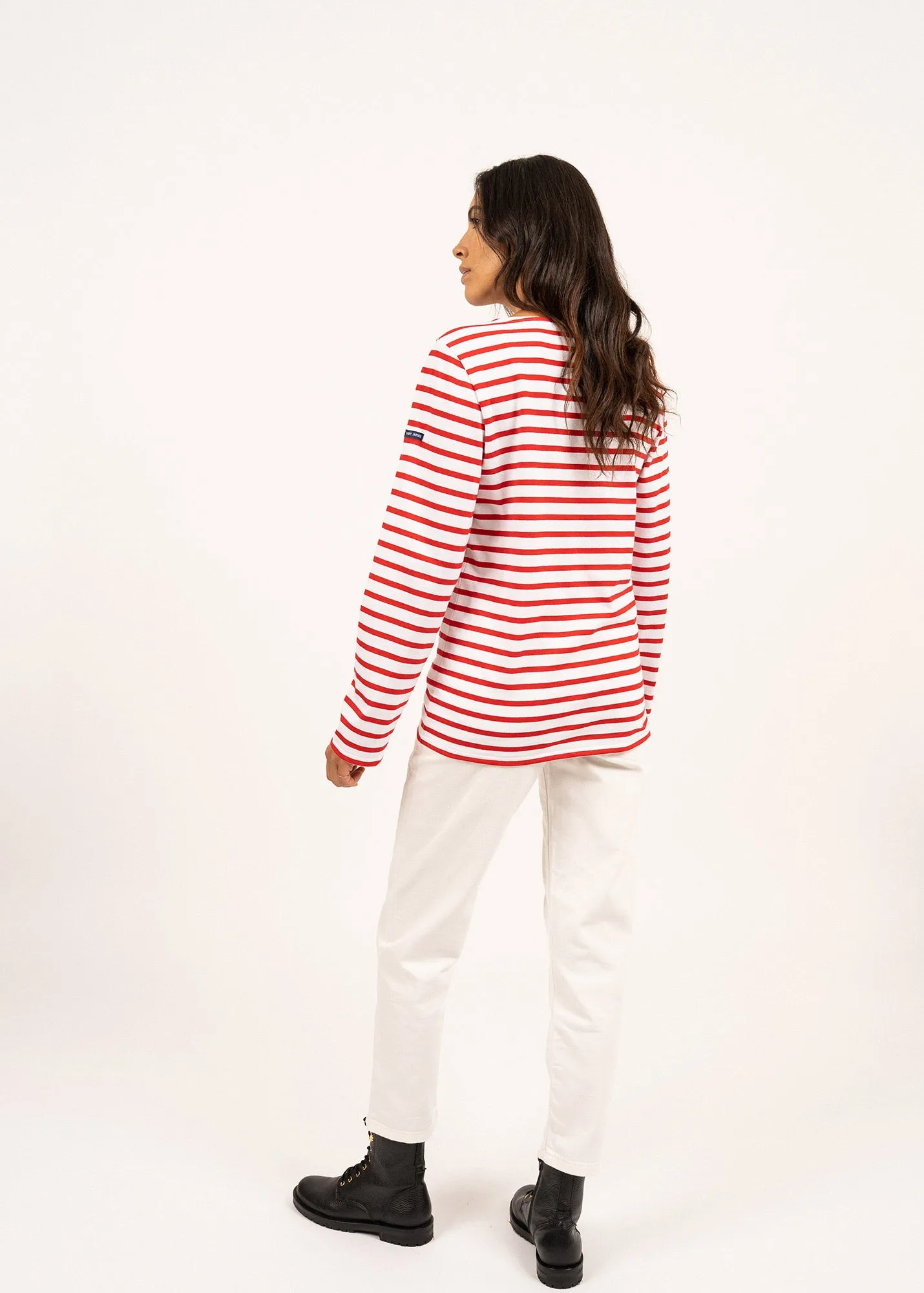 Minquiers unisex striped sailor shirt - regular fit, in light cotton (NEIGE/TULIPE)