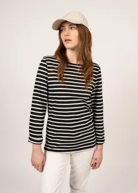 Minquiers unisex striped sailor shirt - regular fit, in light cotton (NOIR/ECRU)