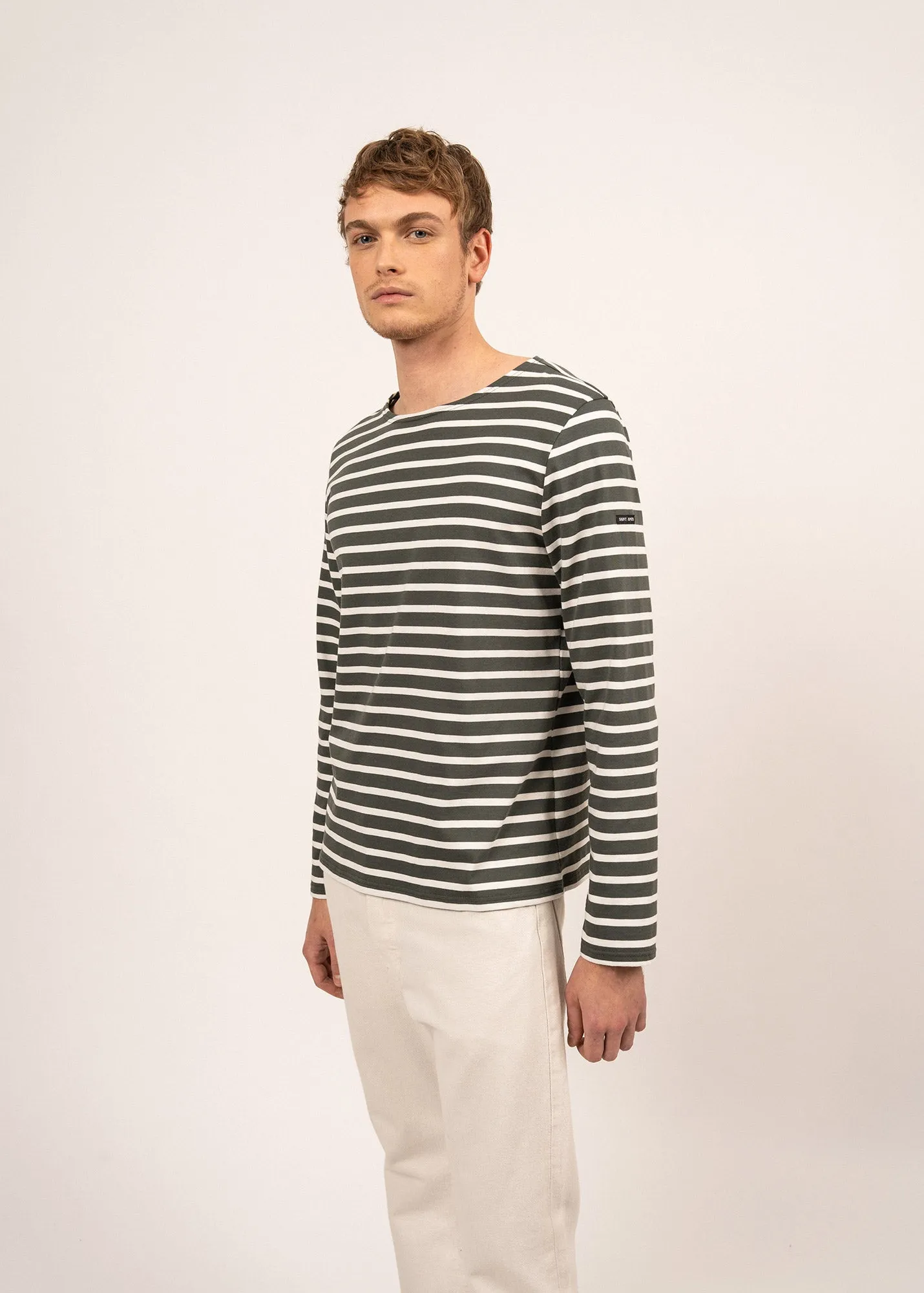 Minquiers unisex striped sailor shirt - regular fit, in light cotton (VEGETAL/ECUME)