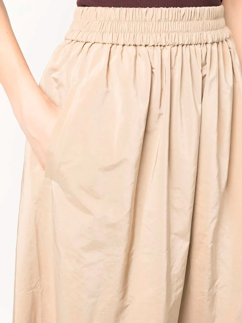 Pleated A-line midi skirt