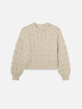 Popcorn Stripe Sweater -- Cream