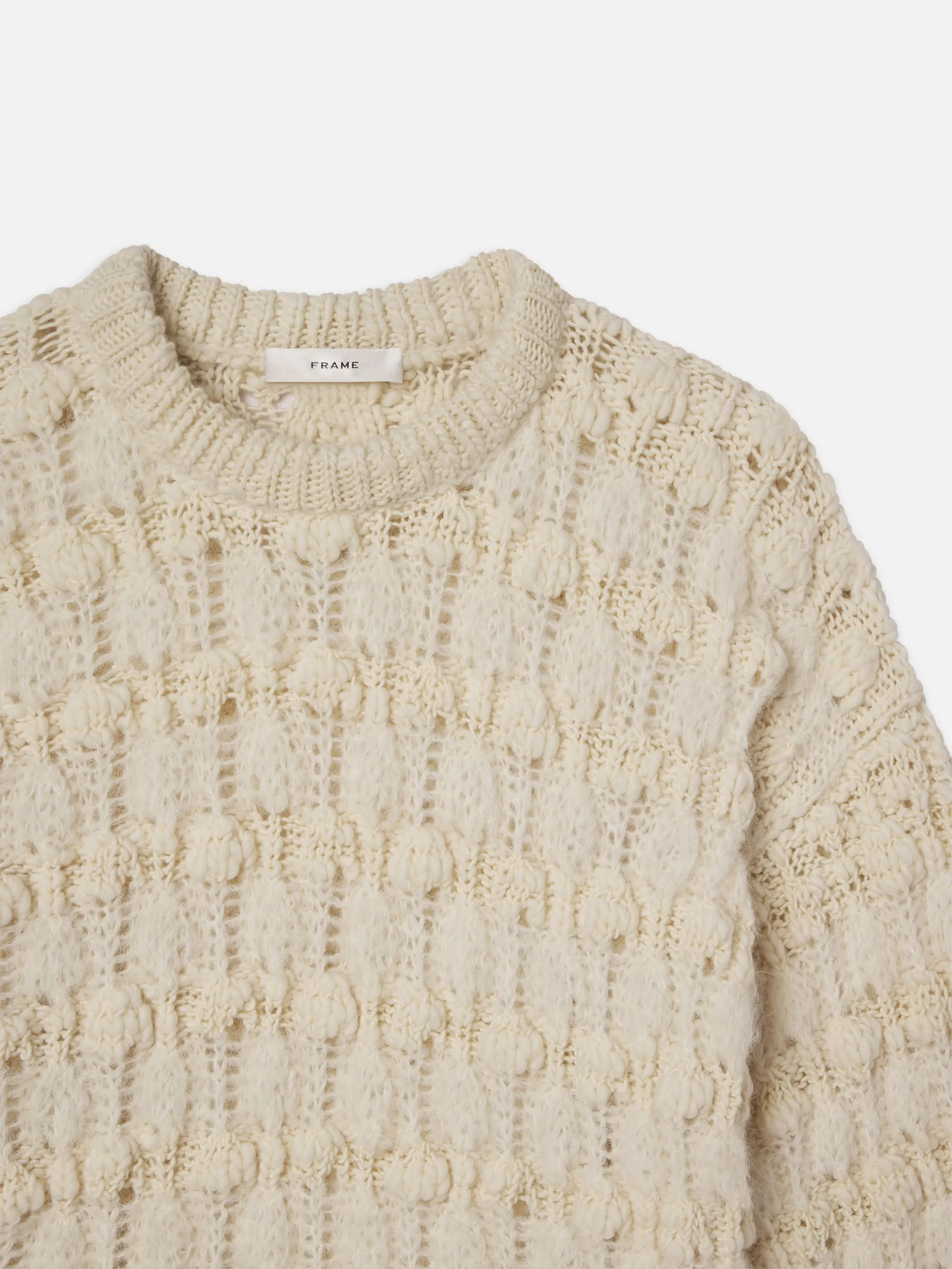 Popcorn Stripe Sweater -- Cream