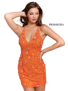 Primavera Couture 3519 size 2, 8 Orange Cocktail Dress sequin Homecoming Gown Formal