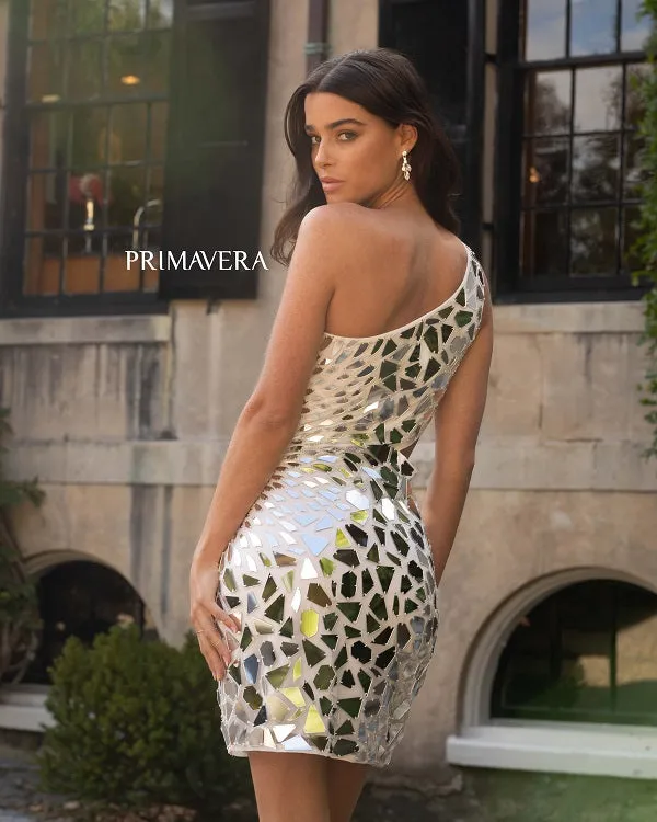 Primavera Couture 3529 Mirror Cocktail Dress Cut Glass Homecoming Dress