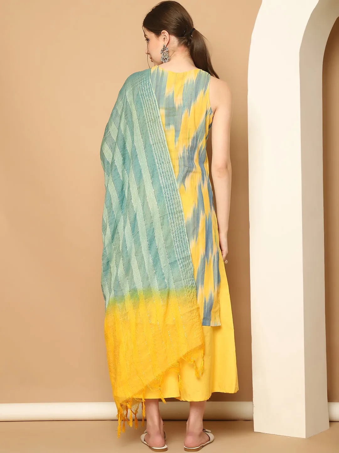 Printed Pure Cotton Kurta With Palazzos & With Dupatta