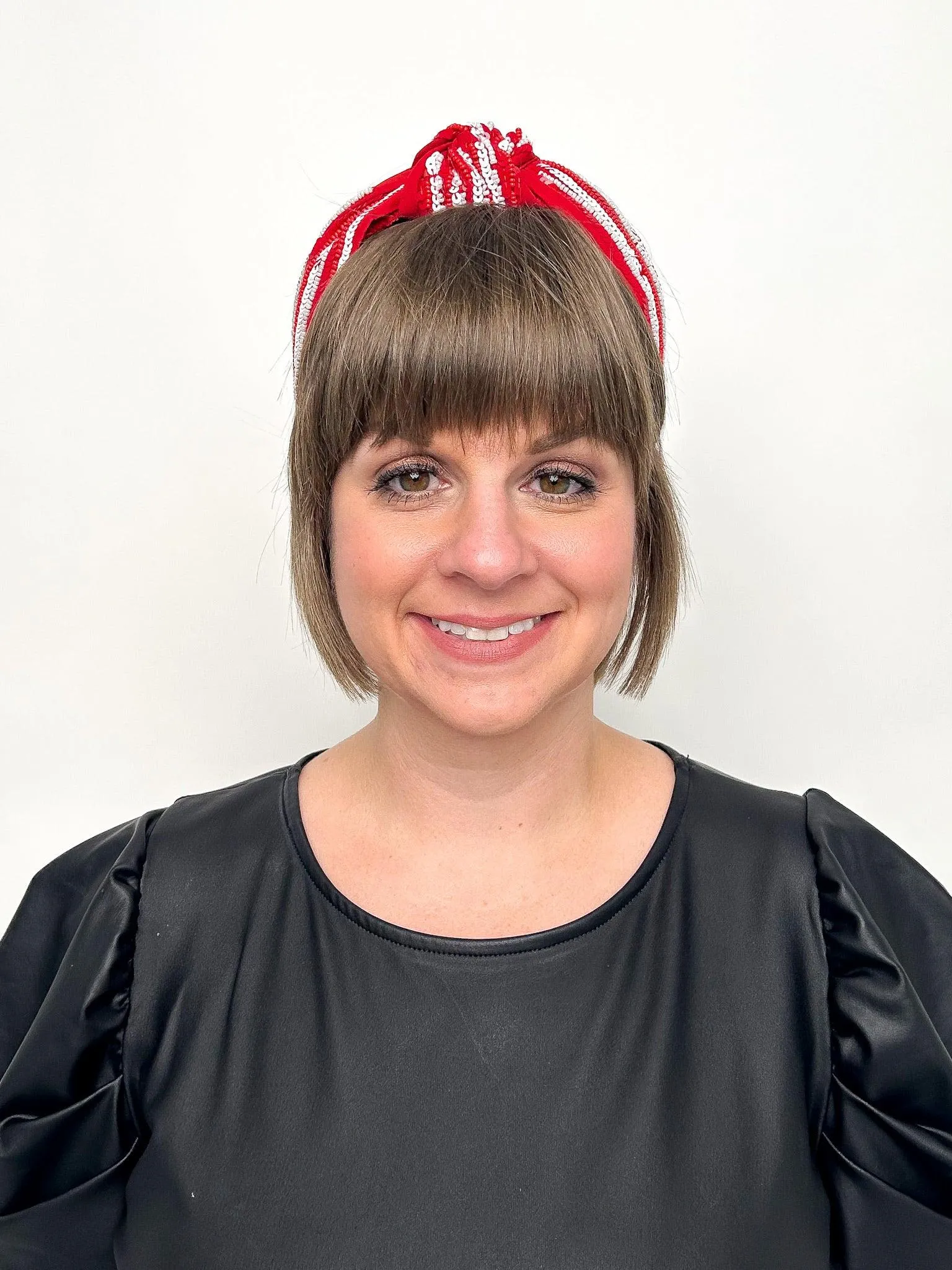 Red & White Sequined Stripe Headband