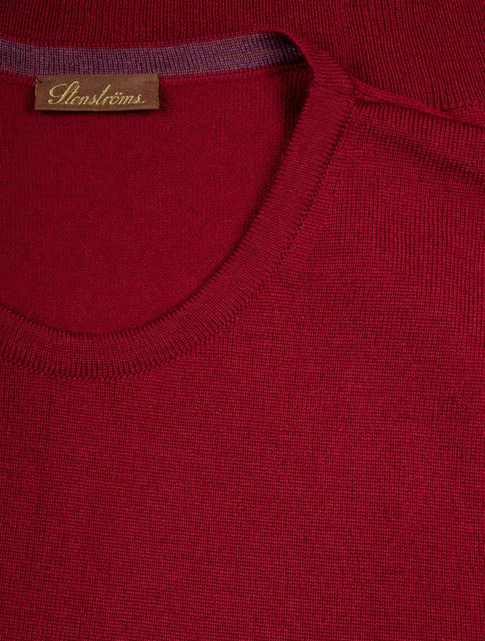 Red Crew Neck with Patch Merino Wool Jumper