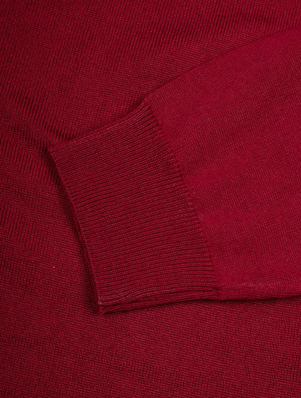 Red Crew Neck with Patch Merino Wool Jumper