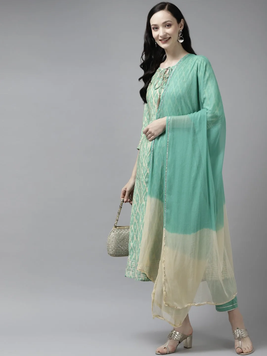 Sea Green Thread Work Dupatta Set