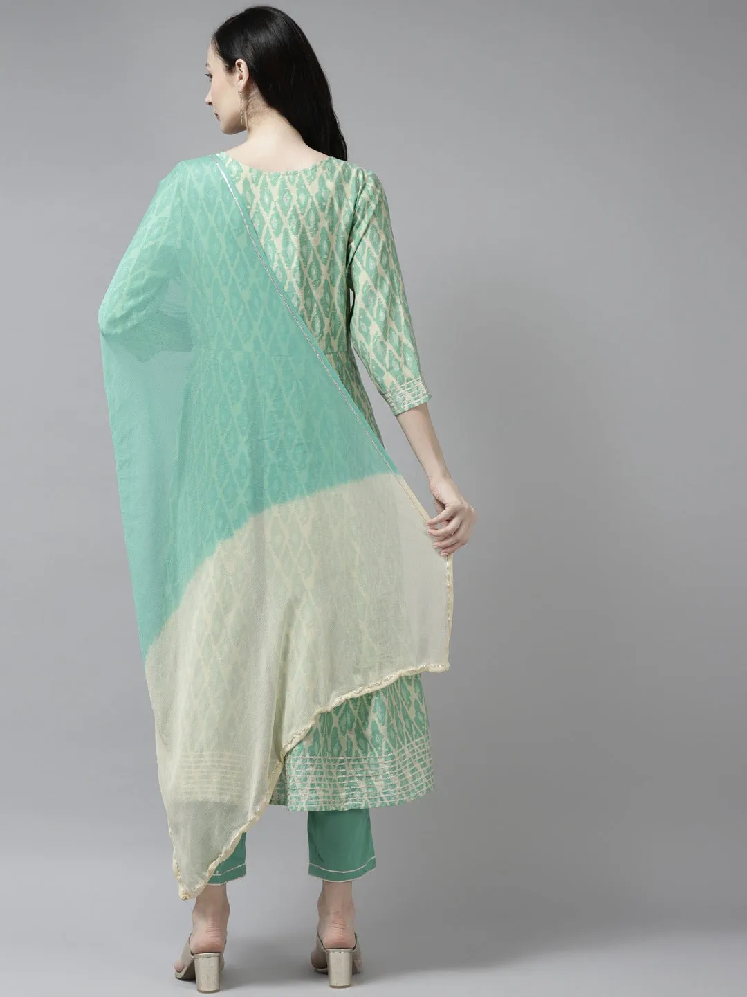 Sea Green Thread Work Dupatta Set