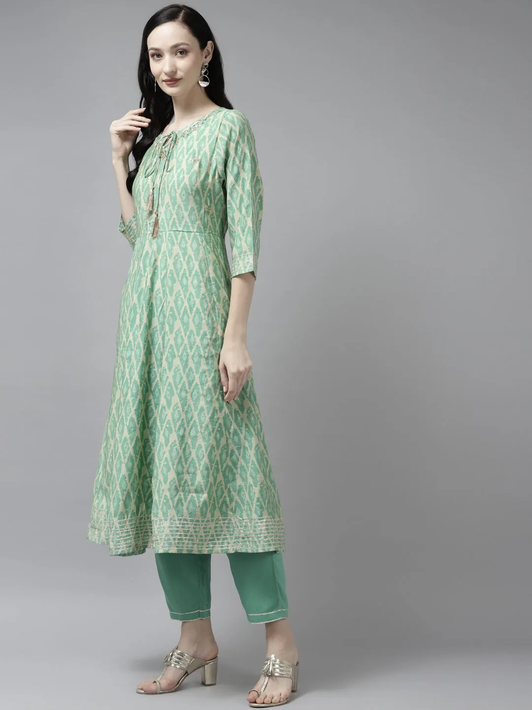 Sea Green Thread Work Dupatta Set