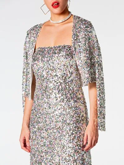 Sequin Cardigan and Straight Dress Set