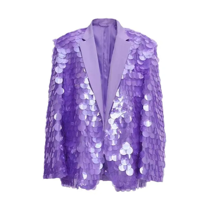 Single-Breasted Sequined Blazer