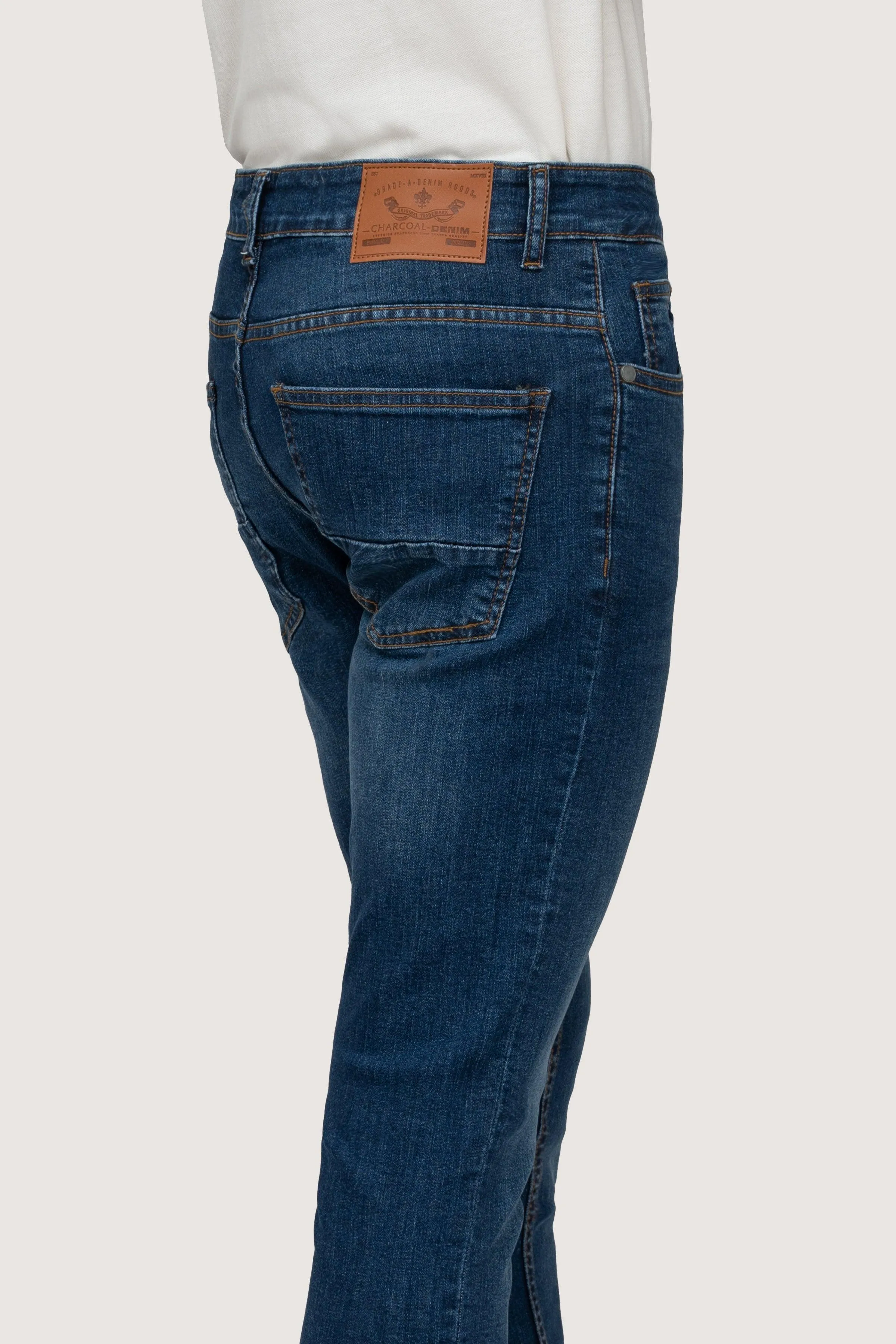 SKINNY LEG DENIM JEANS MID BLUE