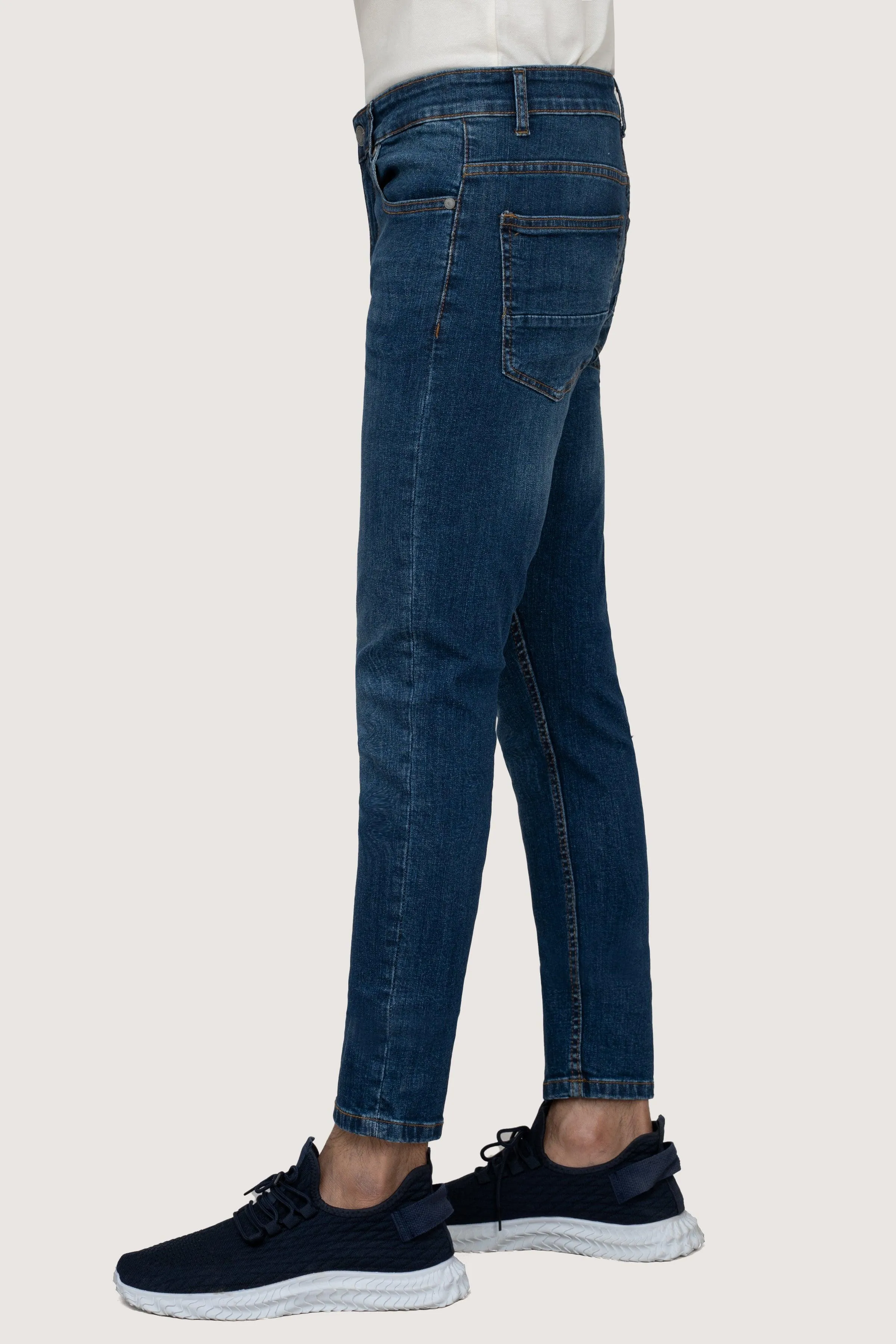 SKINNY LEG DENIM JEANS MID BLUE