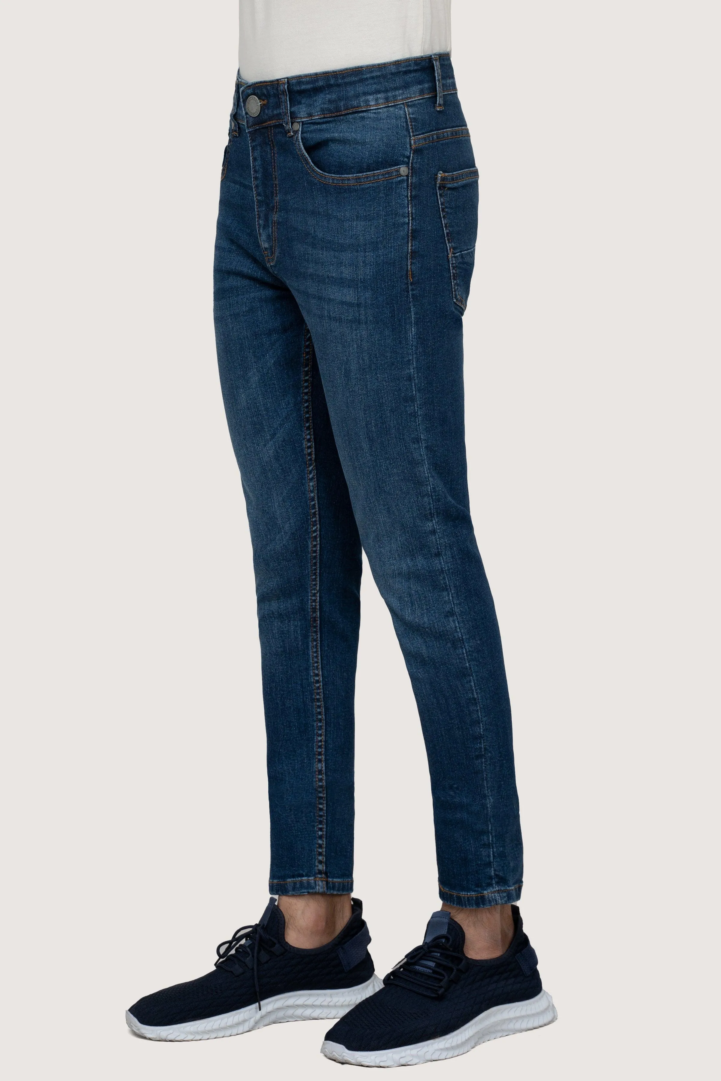 SKINNY LEG DENIM JEANS MID BLUE