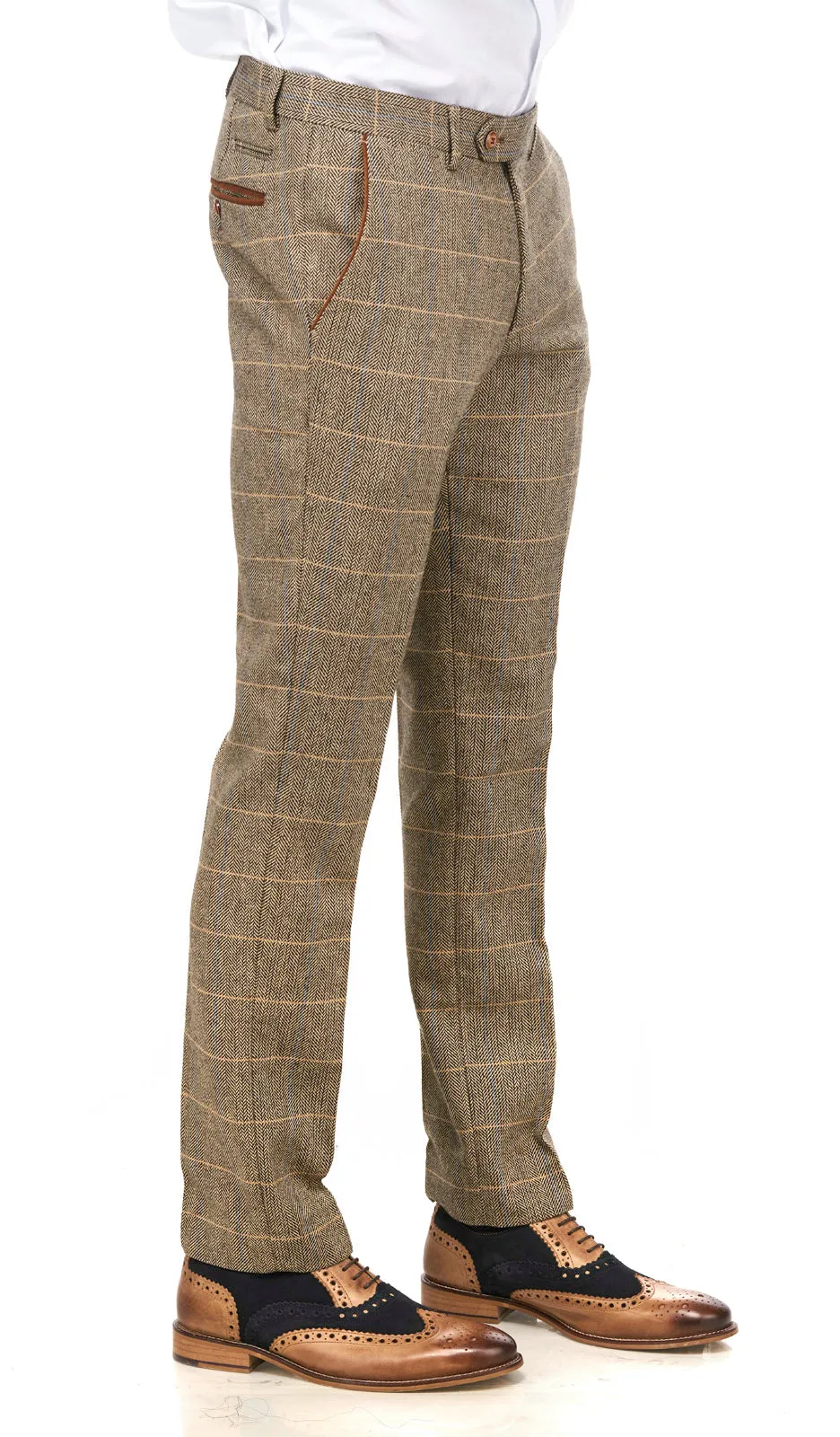 Ted Tan Tweed Herringbone Trouser | Check Trouser | Wedding Wear | Office Wear