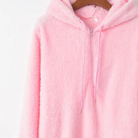 TEEK - Quarter-Zip Drawstring Teddy Hoodie