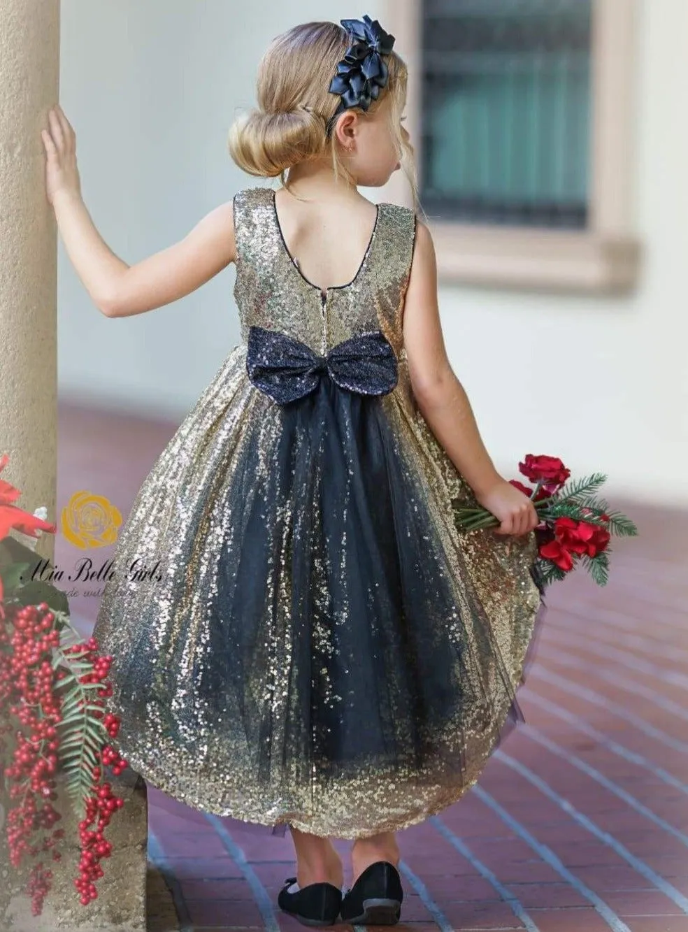 Two Tone Sparkle Hi-Lo Sequin Party Dress