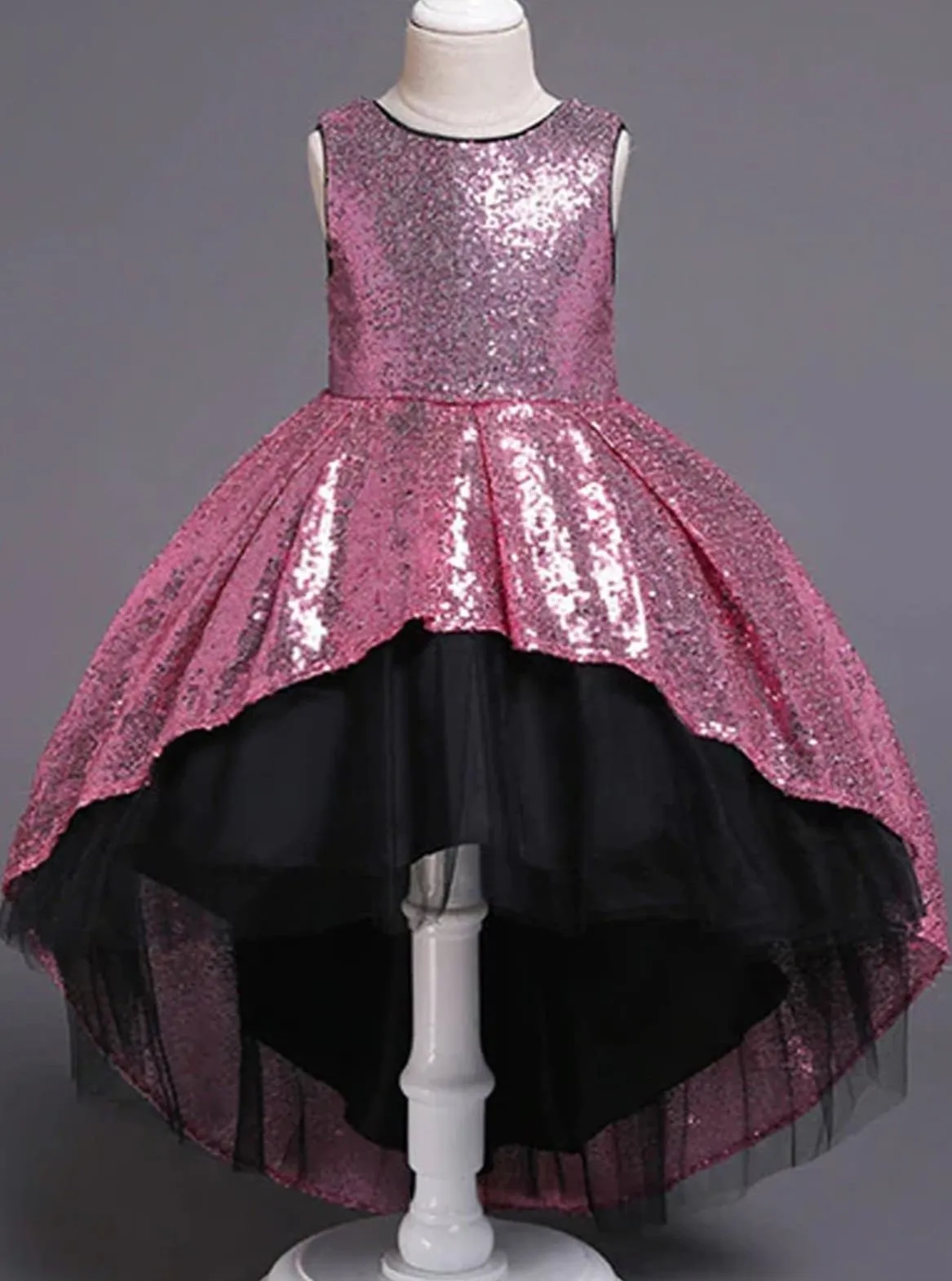 Two Tone Sparkle Hi-Lo Sequin Party Dress