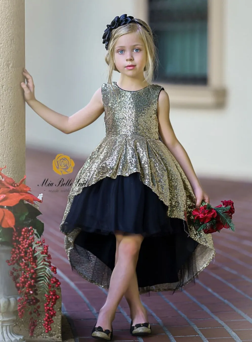 Two Tone Sparkle Hi-Lo Sequin Party Dress