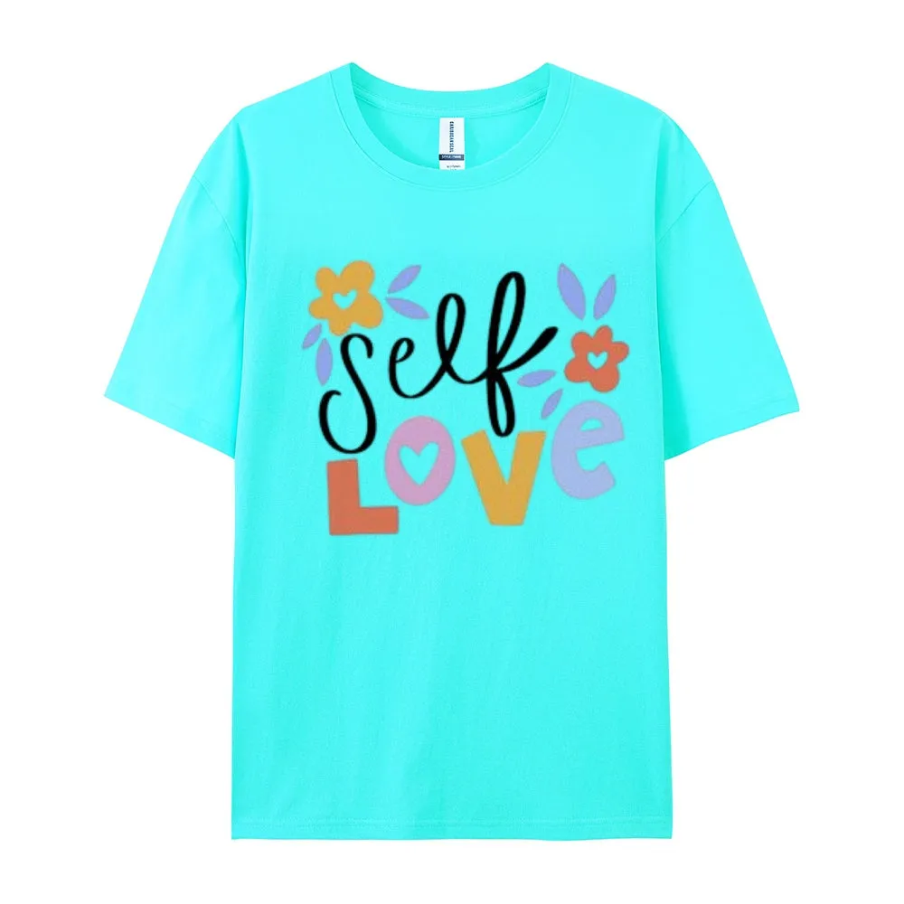 Women Self Love Flower Print Graphic T-shirt