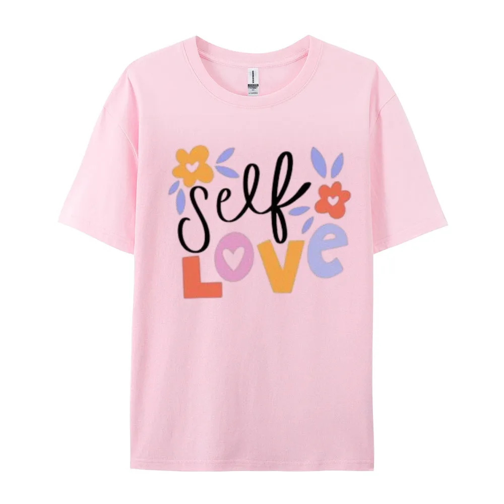 Women Self Love Flower Print Graphic T-shirt