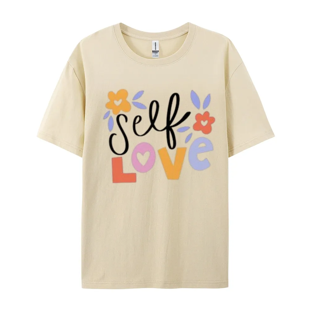 Women Self Love Flower Print Graphic T-shirt