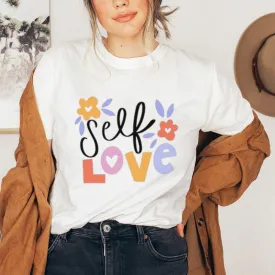 Women Self Love Flower Print Graphic T-shirt