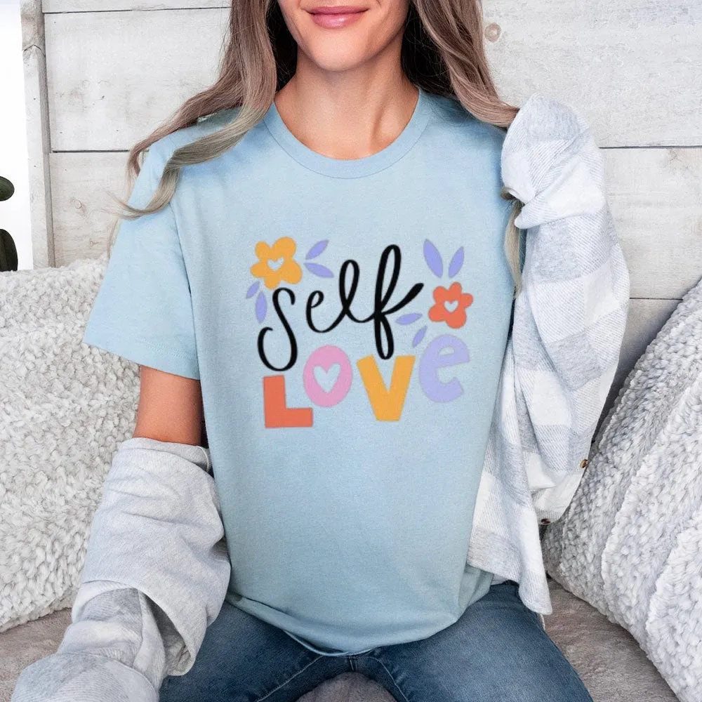 Women Self Love Flower Print Graphic T-shirt