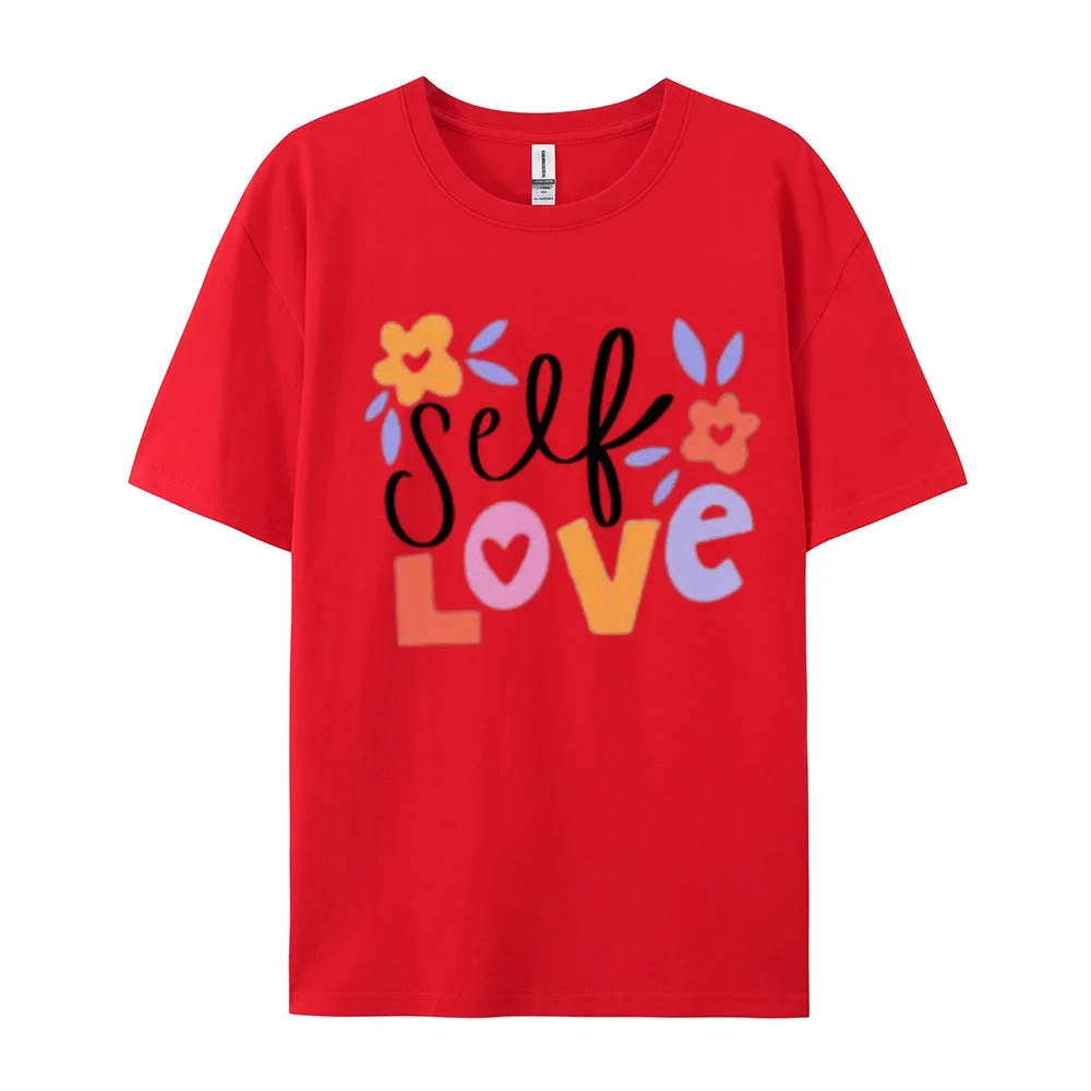 Women Self Love Flower Print Graphic T-shirt