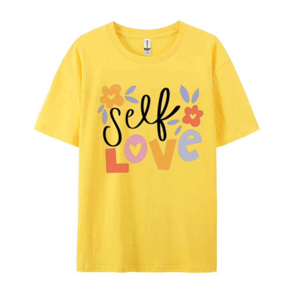 Women Self Love Flower Print Graphic T-shirt