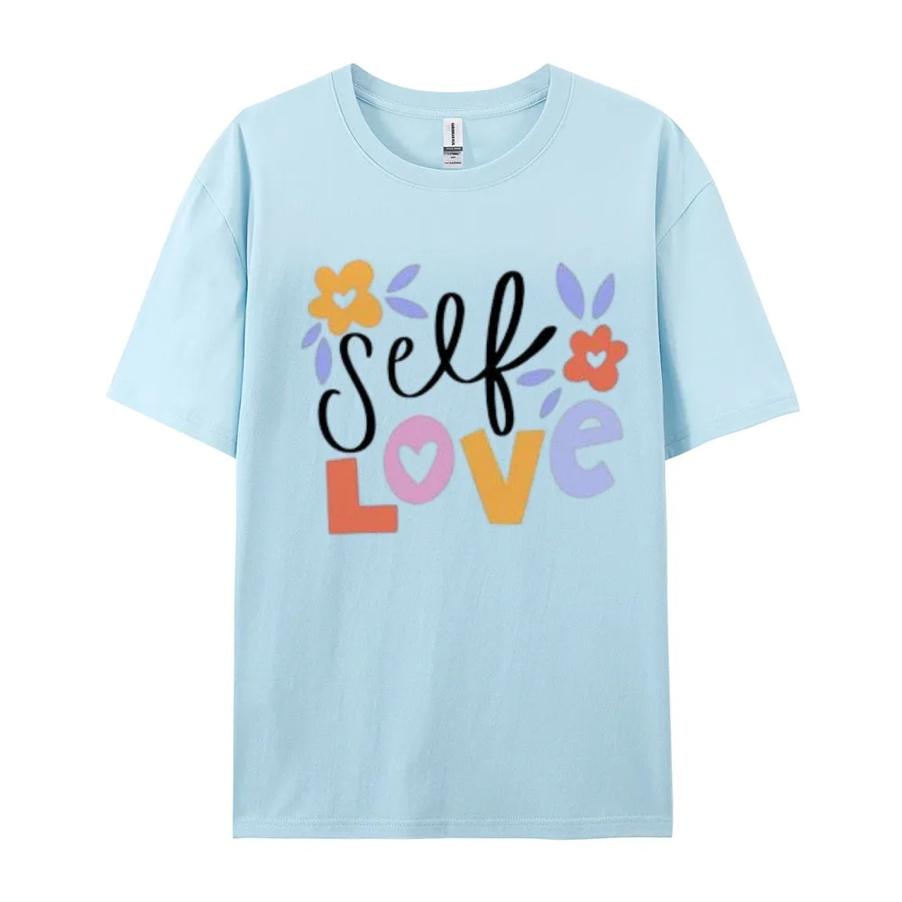 Women Self Love Flower Print Graphic T-shirt