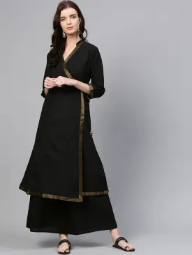 Women'S Black Solid Kurta With Palazzos6