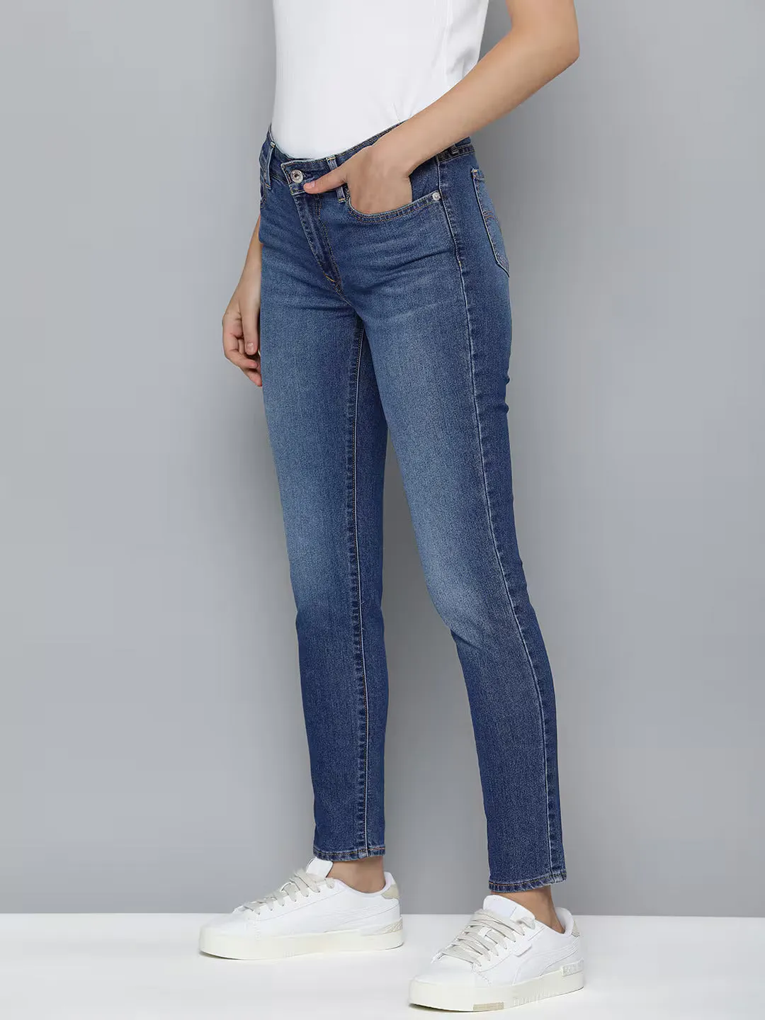 Women's Mid Rise 711  Skinny Fit Heavy Fade Jeans